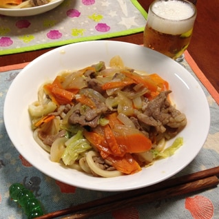 ジンギスカン焼きうどん